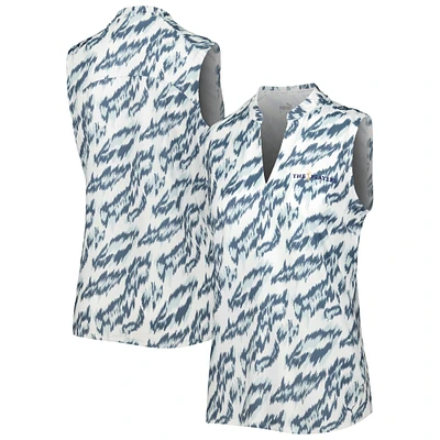 Women's Puma White THE PLAYERS MATTR Animal Print Sleeveless V-Neck Polo