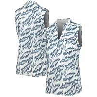 Women's Puma White THE PLAYERS MATTR Animal Print Sleeveless V-Neck Polo