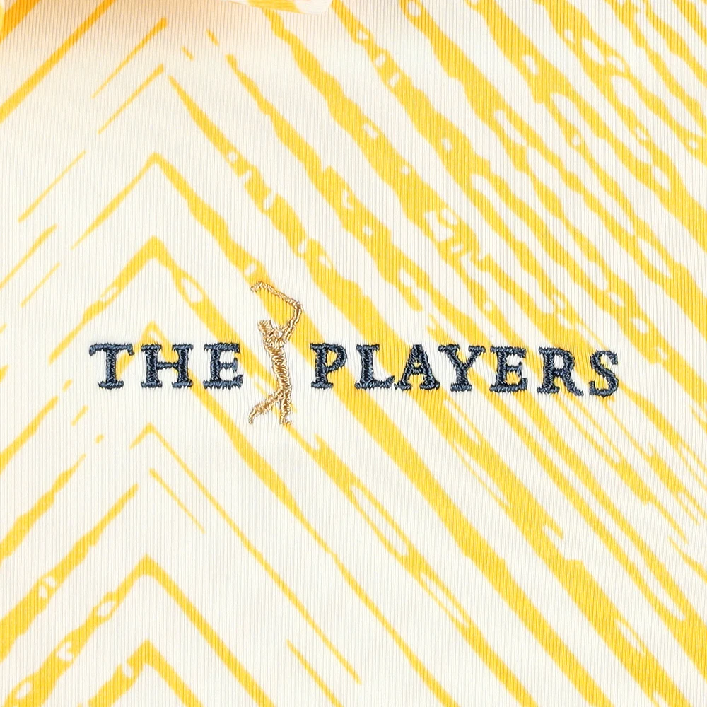 Youth adidas Cream/Orange THE PLAYERS Striped Polo