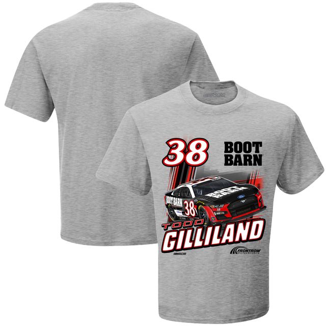 T-shirt Todd Gilliland Boot Barn 1-Spot Car gris chiné avec drapeau à carreaux pour homme