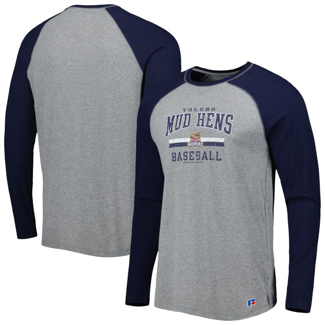 T-shirt de baseball à manches longues Toledo Mud Hens bleu marine/gris chiné pour homme