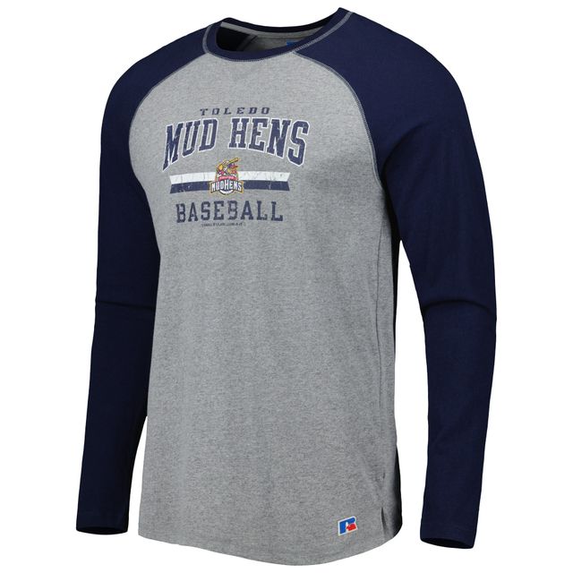 T-shirt de baseball à manches longues Toledo Mud Hens bleu marine/gris chiné pour homme