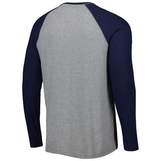 T-shirt de baseball à manches longues Toledo Mud Hens bleu marine/gris chiné pour homme
