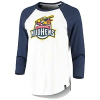 Women's Under Armour Navy/White Toledo Mud Hens Three-Quarter Sleeve Baseball T-Shirt