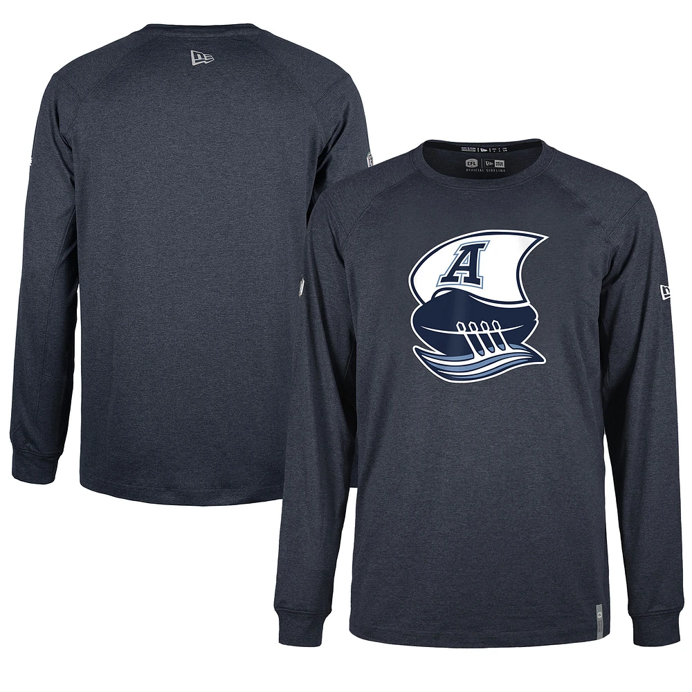 T-shirt à manches longues 5th & Ocean by New Era pour homme, bleu marine, Toronto Argonauts Sideline Thrive Performance