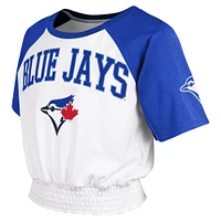 Girls Youth White Toronto Blue Jays On Base Fashion Raglan T-Shirt
