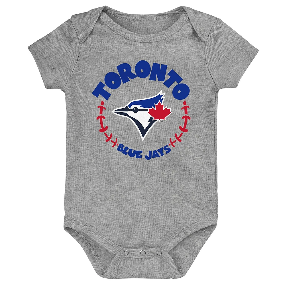 Infant Royal/Gray/White Toronto Blue Jays Biggest Little Fan - 3-Pack Bodysuit Set