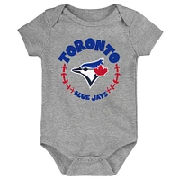 Infant Royal/Gray/White Toronto Blue Jays Biggest Little Fan - 3-Pack Bodysuit Set