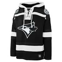 Men's '47 Black Toronto Blue Jays Ice Lace-Up Pullover Hoodie