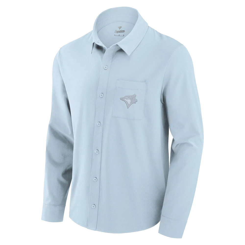 Men's Fanatics Light Blue Toronto Jays Front Office Long Sleeve Button-Up Shirt