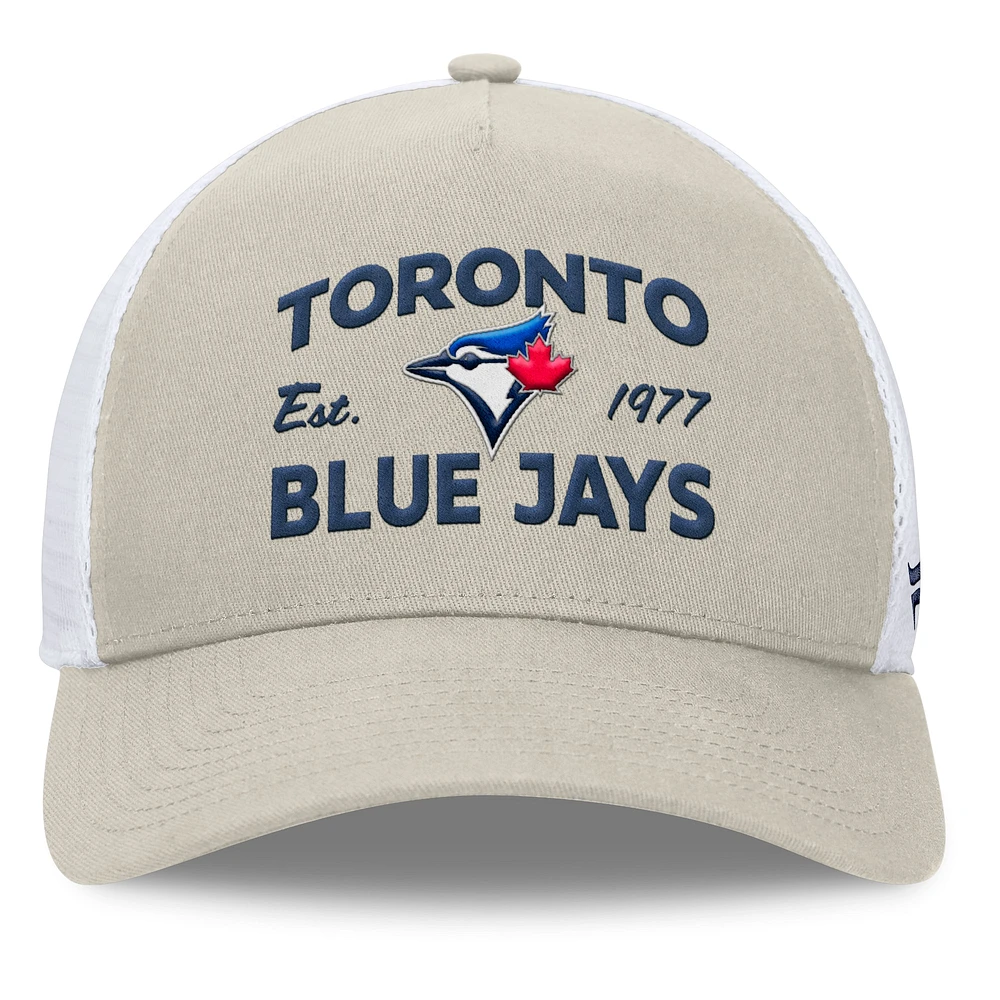 Men's Fanatics Stone Toronto Blue Jays A-Frame Trucker Adjustable Hat
