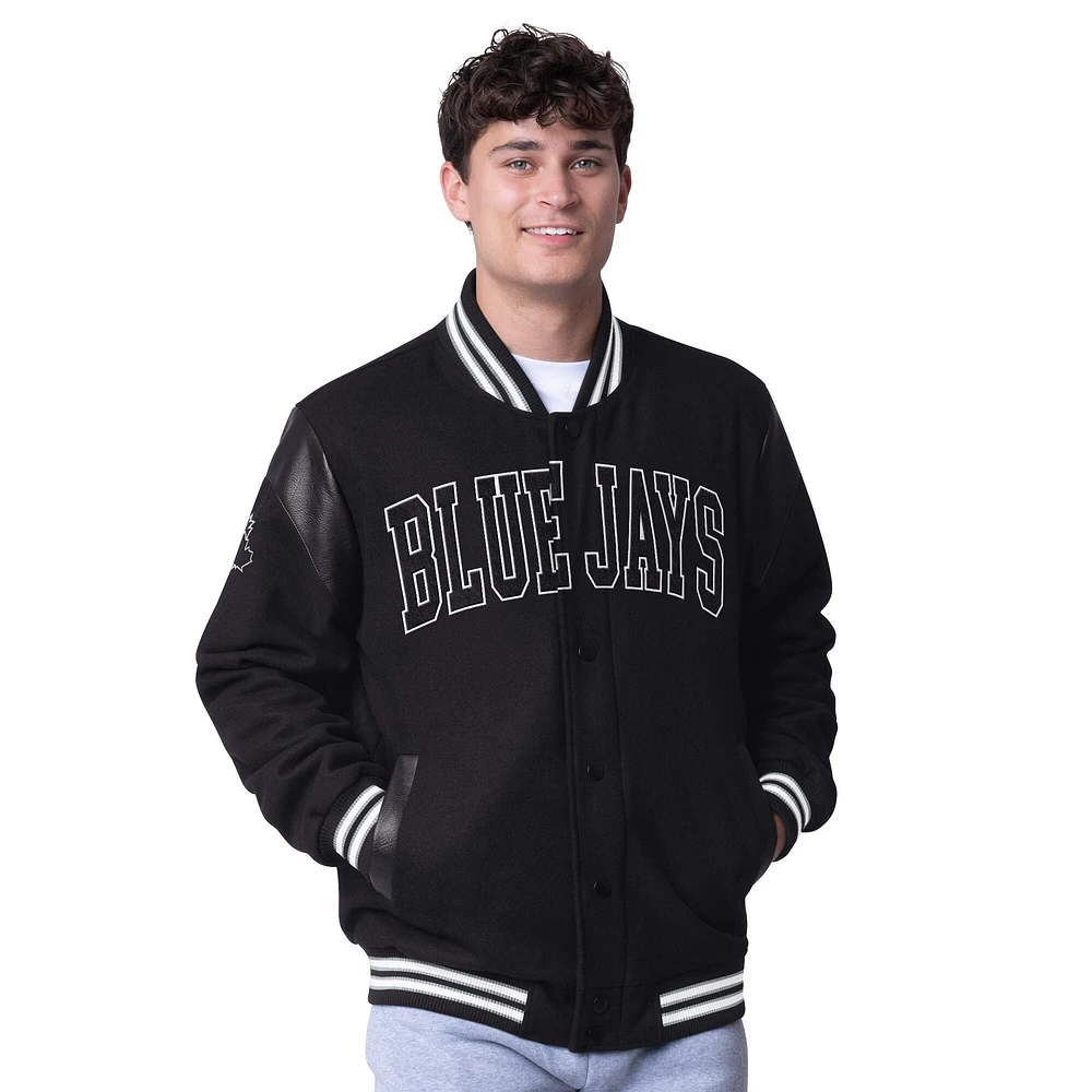 Veste universitaire à boutons-pression Clutch Hitter G-III Sports by Carl Banks pour homme, noire, des Blue Jays de Toronto