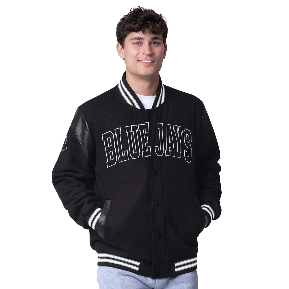 Veste universitaire à boutons-pression Clutch Hitter G-III Sports by Carl Banks pour homme, noire, des Blue Jays de Toronto