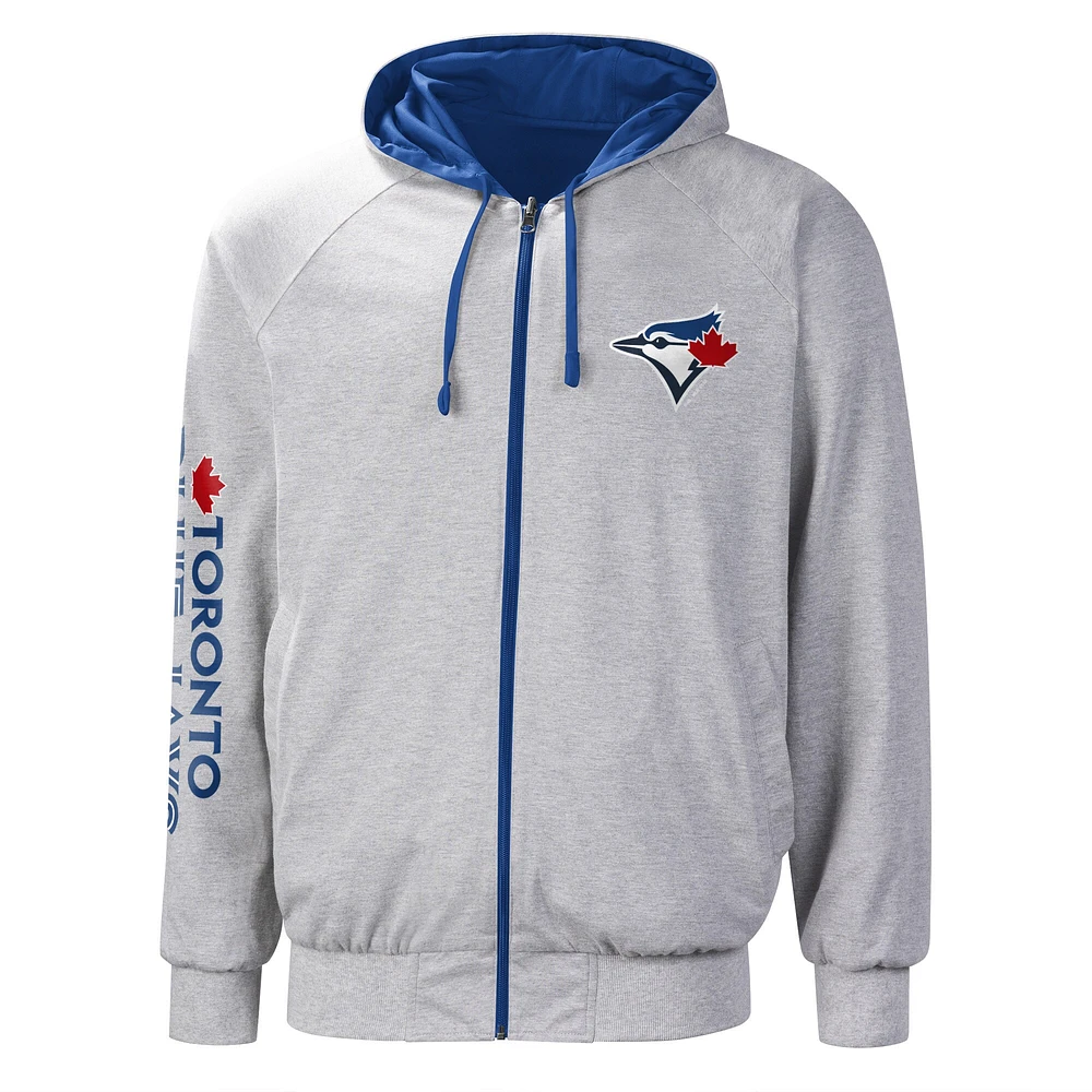 Men's G-III Sports by Carl Banks Royal/Gray Toronto Blue Jays Southpaw Reversible Full-Zip Raglan Hoodie - Jacket