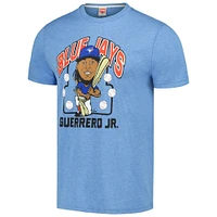 T-shirt triple mélange hommage aux hommes Vladimir Guerrero Jr., bleu poudre, caricature des Blue Jays de Toronto