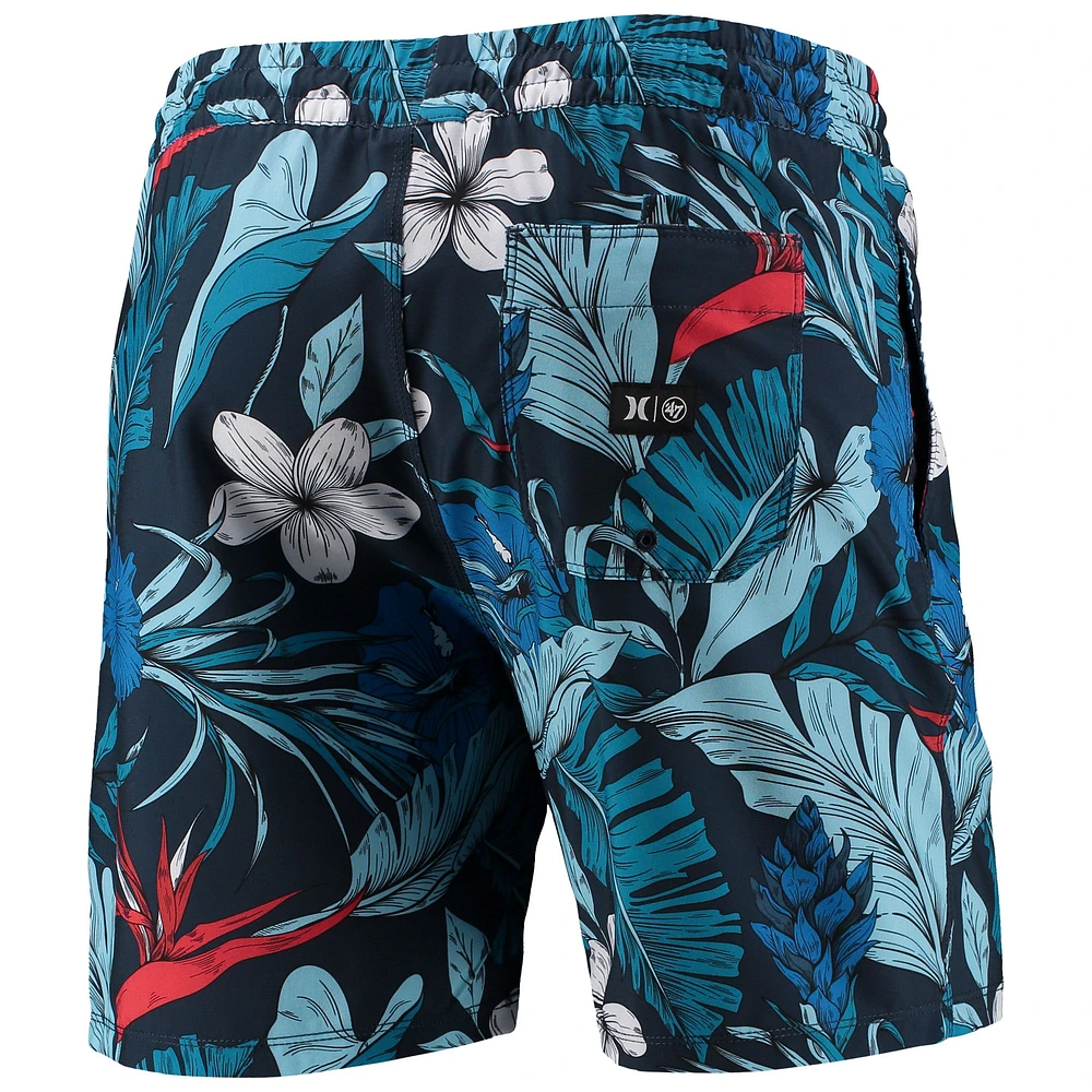 Men's Hurley x '47 Navy Toronto Blue Jays Cannonball Tropics Swim Shorts