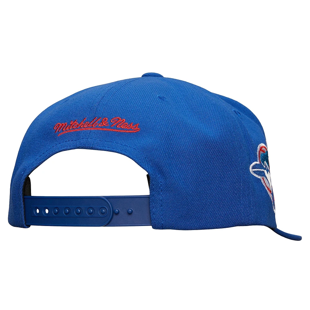 Casquette Snapback avec étiquette de l'équipe des Blue Jays de Toronto Royal Mitchell & Ness pour hommes