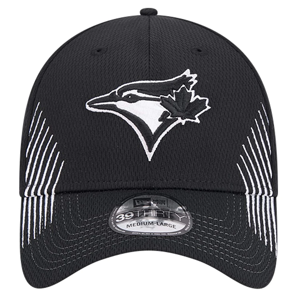 Men's New Era Black Toronto Blue Jays Active Dash Mark 39THIRTY Flex Hat