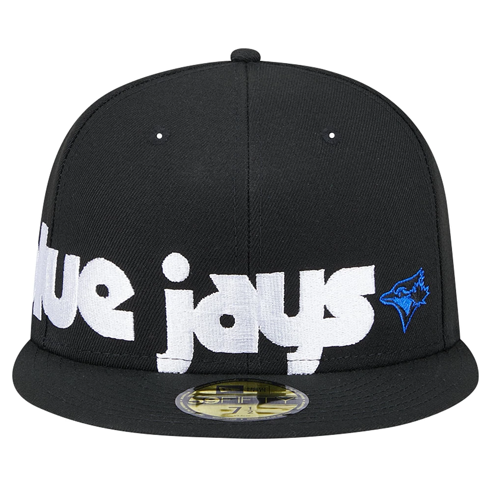 Men's New Era Black Toronto Blue Jays Checkered Undervisor 59FIFTY Fitted Hat
