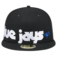 Men's New Era Black Toronto Blue Jays Checkered Undervisor 59FIFTY Fitted Hat