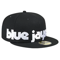 Men's New Era Black Toronto Blue Jays Checkered Undervisor 59FIFTY Fitted Hat