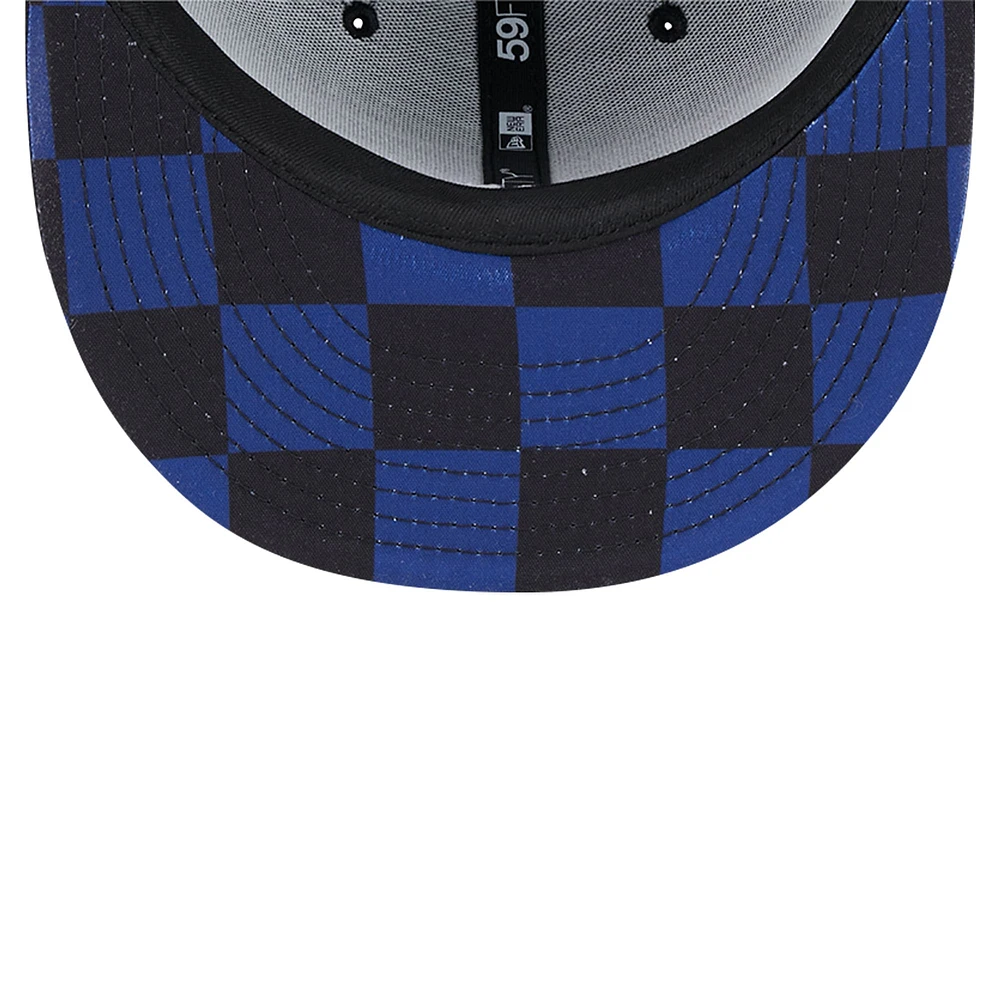 Men's New Era Black Toronto Blue Jays Checkered Undervisor 59FIFTY Fitted Hat