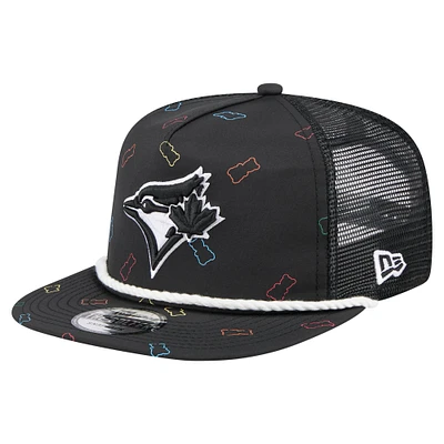 Casquette camionneur à visière snapback noire New Era des Blue Jays de Toronto pour homme