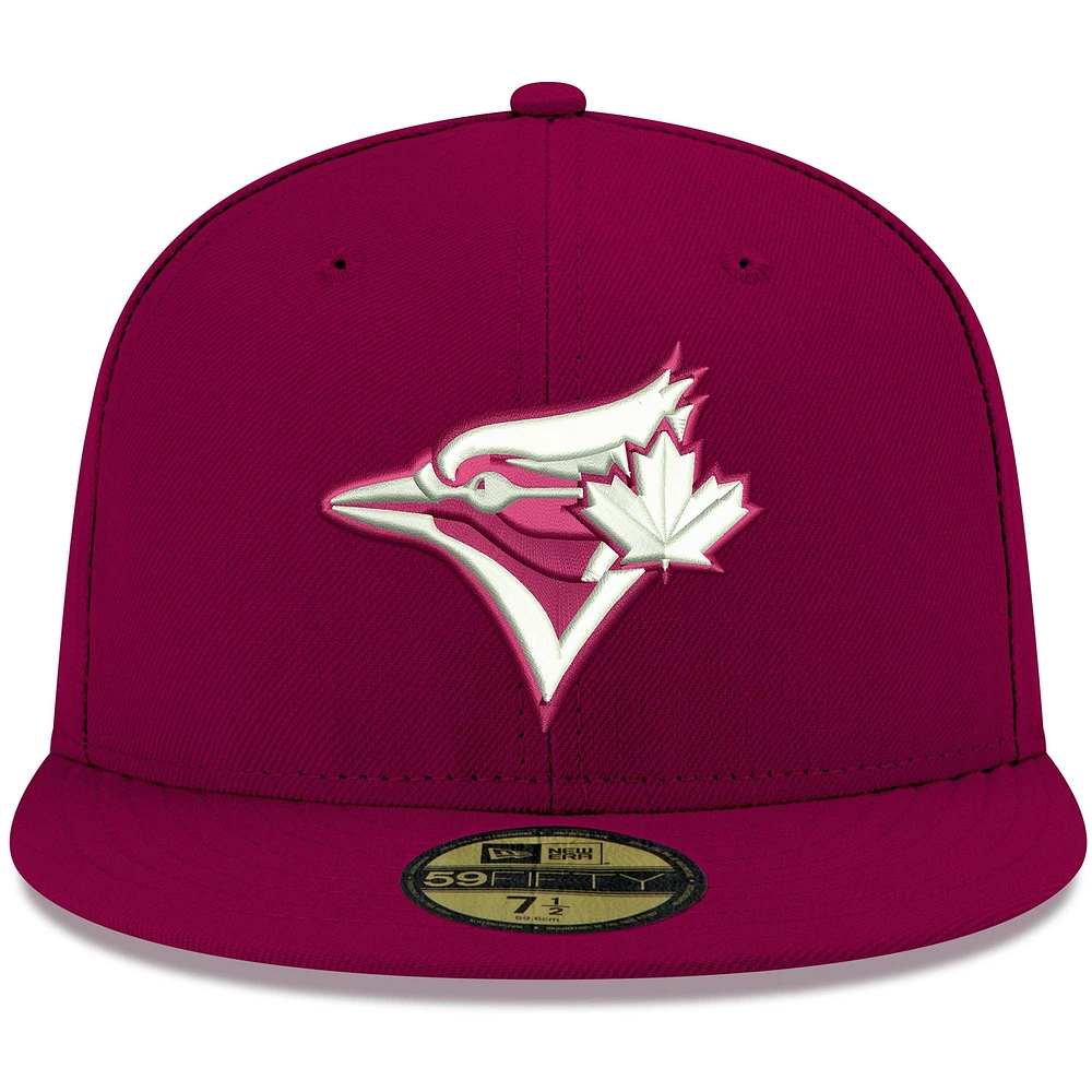 Men's New Era Cardinal Toronto Blue Jays White Logo 59FIFTY Fitted Hat