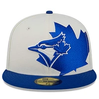 Casquette ajustée 59FIFTY à double logo crème/royal des Blue Jays de Toronto New Era pour hommes