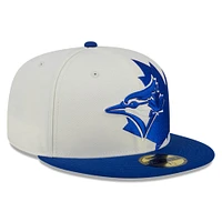 Casquette ajustée 59FIFTY à double logo crème/royal des Blue Jays de Toronto New Era pour hommes