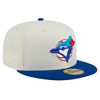Men's New Era Cream Toronto Blue Jays Cooperstown Collection Chrome 59FIFTY Fitted Hat