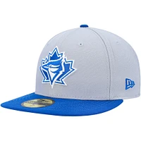 Men's New Era Gray/Blue Toronto Blue Jays Side Patch 59FIFTY Fitted Hat