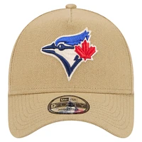 Men's New Era Khaki Toronto Blue Jays Logo Essentials 9FORTY A-Frame Adjustable Hat