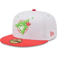 Men's New Era White/Coral Toronto Blue Jays 1992 World Series Strawberry Lolli 59FIFTY Fitted Hat