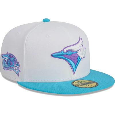 Casquette ajustée 59FIFTY bicolore 25e anniversaire des Blue Jays de Toronto New Era pour homme, blanc/bleu clair