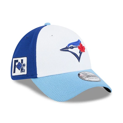 Casquette d'entraînement de printemps 39THIRTY Flex blanche Toronto Blue Jays 2025 New Era pour homme