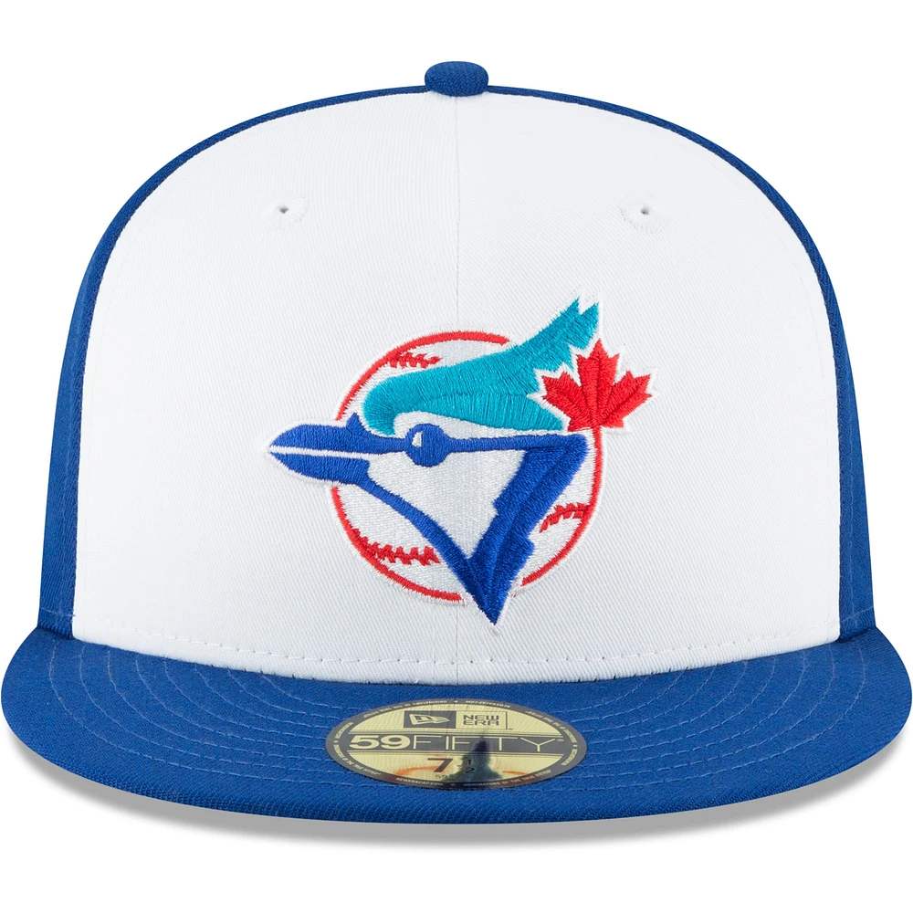 Casquette ajustée 59FIFTY en laine de la collection Cooperstown des Toronto Blue Jays New Era pour homme, blanche