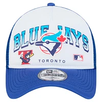Men's New Era White Toronto Blue Jays Retro Wordmark 9FORTY A-Frame Trucker Adjustable Hat