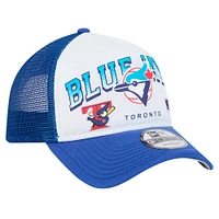 Men's New Era White Toronto Blue Jays Retro Wordmark 9FORTY A-Frame Trucker Adjustable Hat