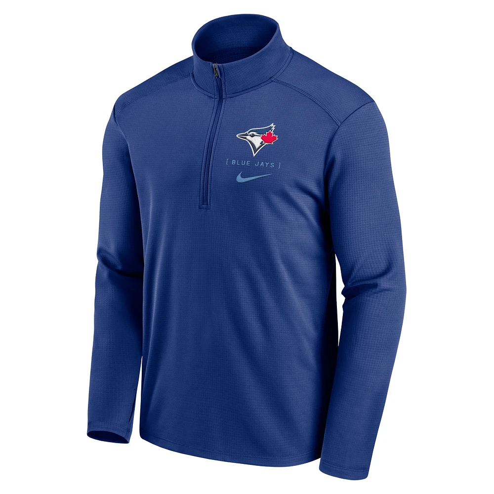Men's Nike Blue Toronto Jays Franchise Logo Pacer Lightweight Performance Half-Zip Top