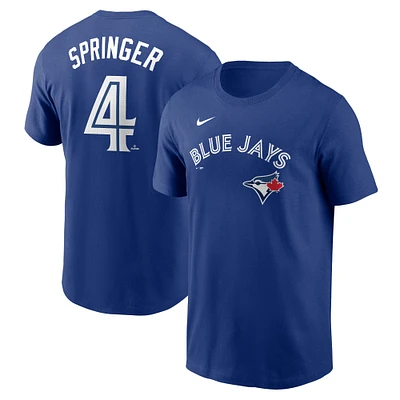 T-shirt avec nom et numéro Nike George Springer Royal des Blue Jays de Toronto pour hommes