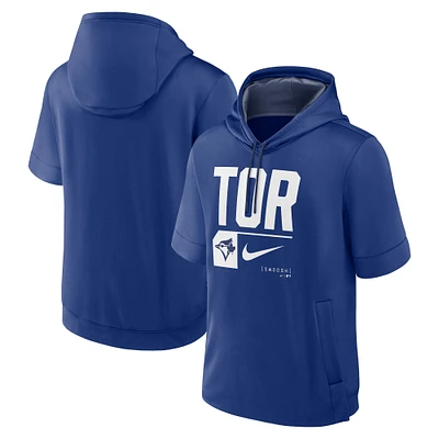 Sweat à capuche manches courtes Nike Royal Toronto Blue Jays Tri Code Lockup pour hommes