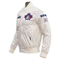 Men's Pro Standard Cream Toronto Blue Jays Cooperstown Collection Pinstripe Retro Classic Satin Full-Snap Jacket