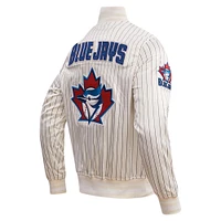 Men's Pro Standard Cream Toronto Blue Jays Cooperstown Collection Pinstripe Retro Classic Satin Full-Snap Jacket