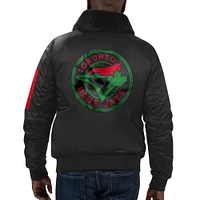 Veste pour homme Starter x Ty Mopkins Black Toronto Blue Jays Mois de l'histoire des Noirs en satin - à glissière pleine longueur