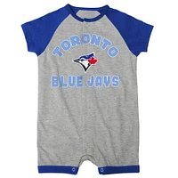 Barboteuse à boutons-pression Raglan Extra Base Hit des Blue Jays de Toronto gris chiné pour nouveau-nés et nourrissons