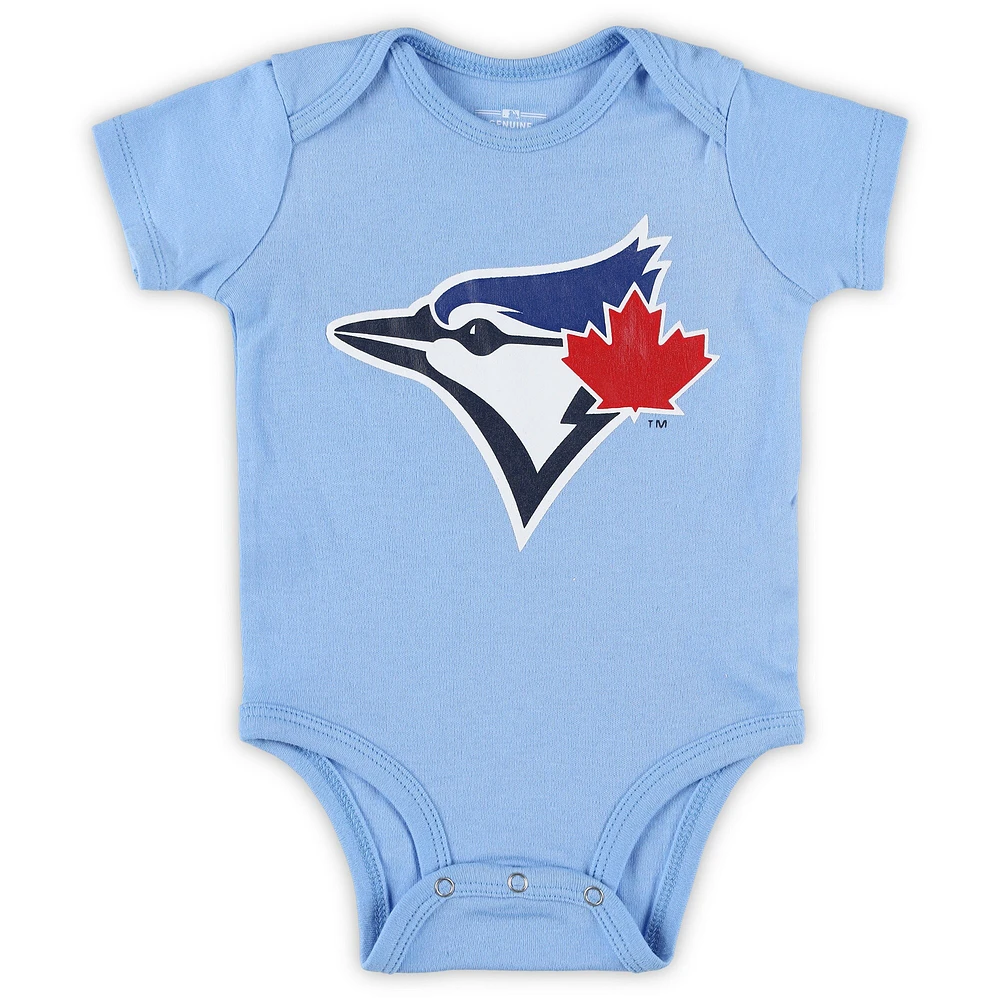Newborn & Infant Powder Blue/White/Heather Gray Toronto Blue Jays Biggest Little Fan 3-Pack Bodysuit Set