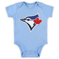 Newborn & Infant Powder Blue/White/Heather Gray Toronto Blue Jays Biggest Little Fan 3-Pack Bodysuit Set