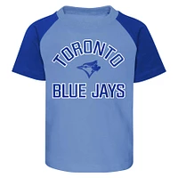 Toddler Powder Blue/Heather Gray Toronto Blue Jays Groundout Baller Raglan - T-Shirt & Shorts Set
