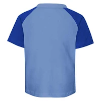 Toddler Powder Blue/Heather Gray Toronto Blue Jays Groundout Baller Raglan - T-Shirt & Shorts Set